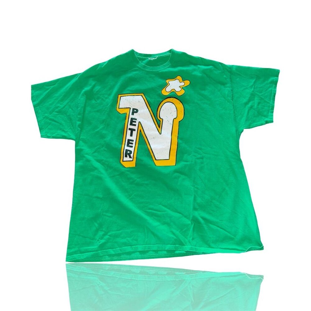 Peter North “Stars” Men's T-Shirt Green Hockey Graphic 80s Style Adult Actor